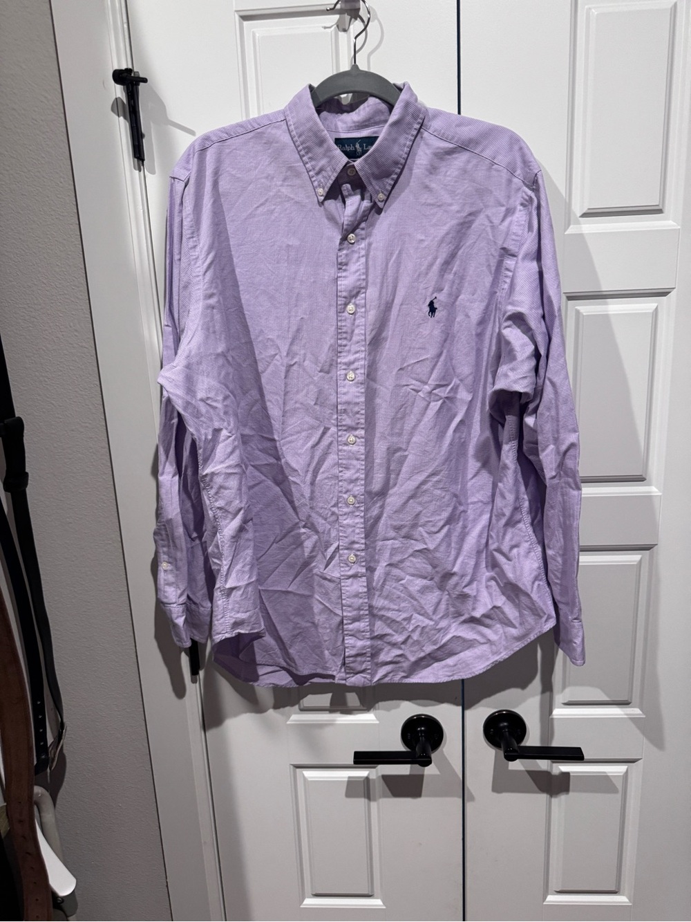 Ralph Lauren Classic Fit Button Down Shirt Lavender/Purple Houndstooth Size L